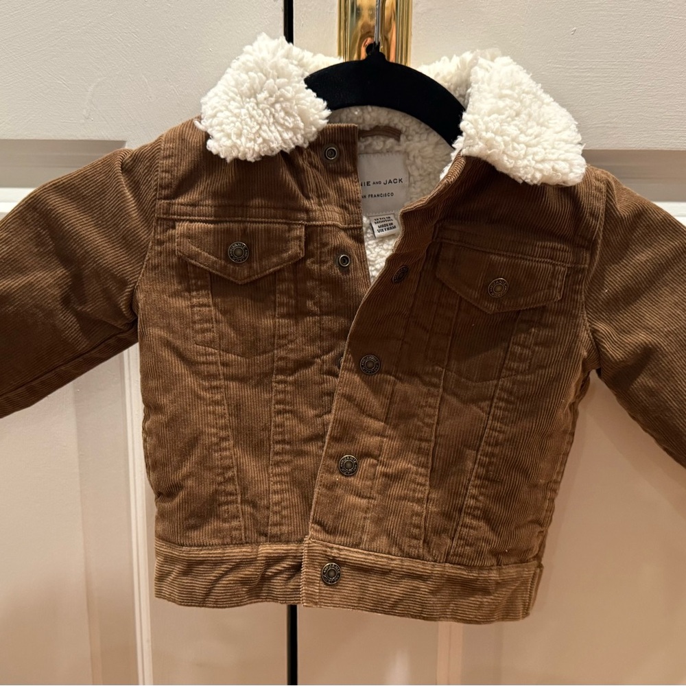 Janie and Jack Brown Corduroy Jacket with Sherpa Collar